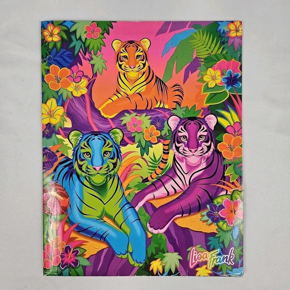 Vintage Lisa Frank Aloha Tigers 3 Ring Binder Folder Stuart Hall 90s